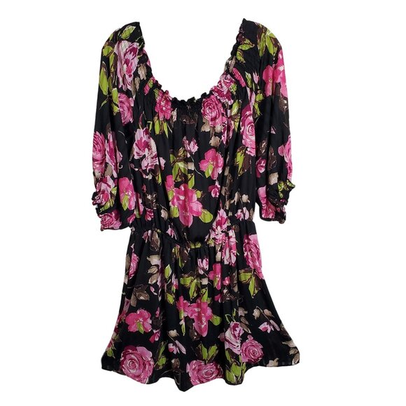 Boston Proper Dresses & Skirts - Boston Proper Sz M Dress Floral Chiffon Smocked Neckline Off Shoulder Puff Sleev